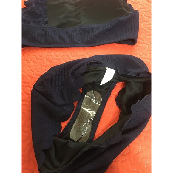 NWT Navy Blue Molybell Size L Two Piece One Strap Bathing Suit, High Waist - Picture 6 of 6